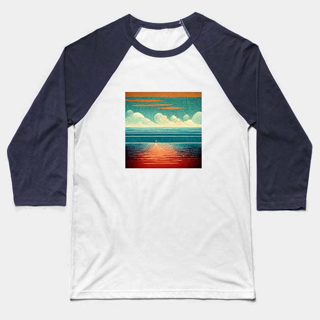 Ocean Baseball T-Shirt by Retro Travel Design